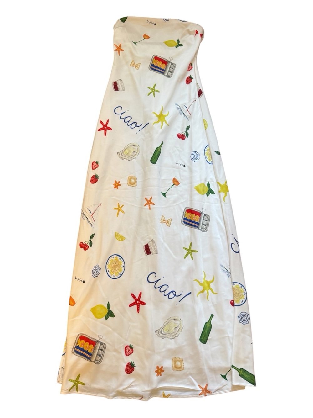 Size S For Love & Lemons White Dress with Multicolor Summer Print